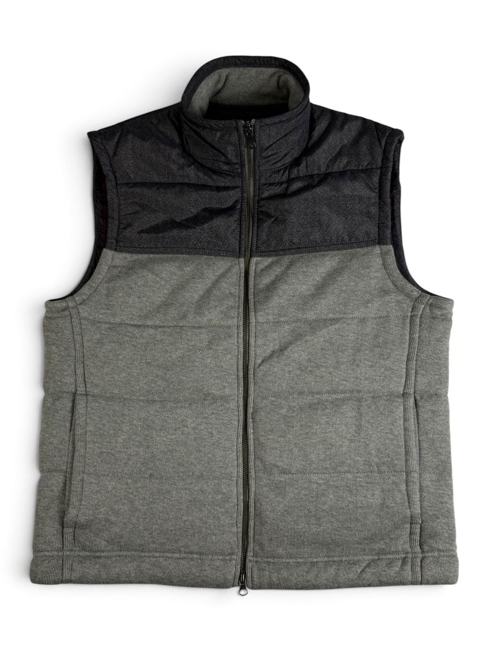 Banana Republic Heritage Quilted Mixed Media Vest Gray Herringbone Men’s L